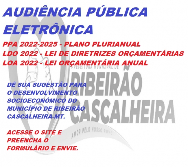 AUDIÊNCIA PÚBLICA ELETRÔNICA – PPA 2022-2025 E LDO-LOA 2022